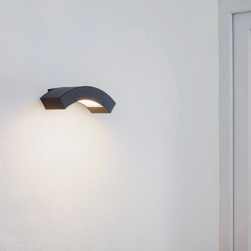 Applique da esterni a LED LENNIK Lucande, Nero, Alluminio, Moderno, Applique LED da esterni