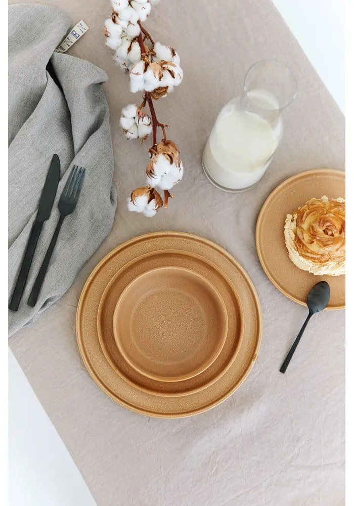 Set di 18 piatti in gres color salmone Malia - Bonami Selection