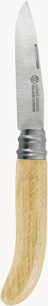 Coltello pieghevole con manico in legno di quercia verniciato