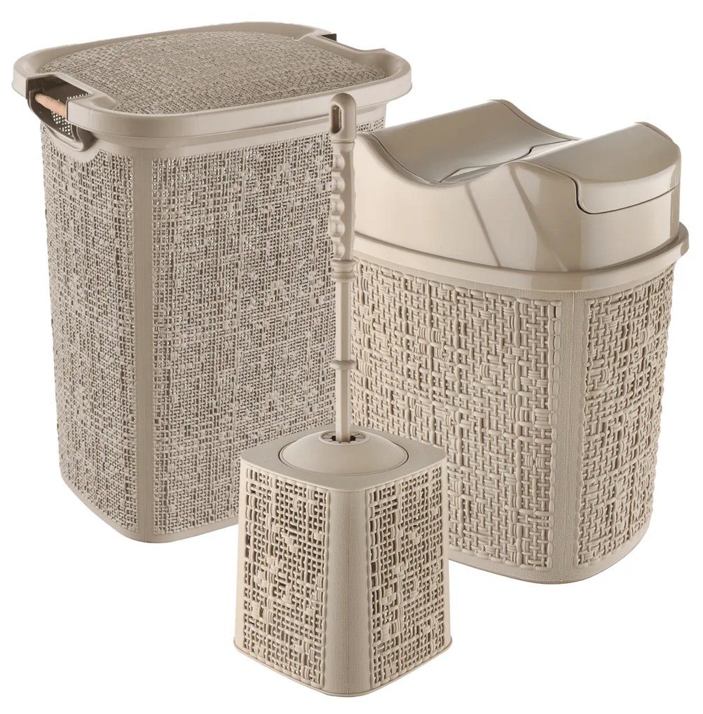 Set 3 Accessori Bagno Feridras "Canvas" Cappuccino