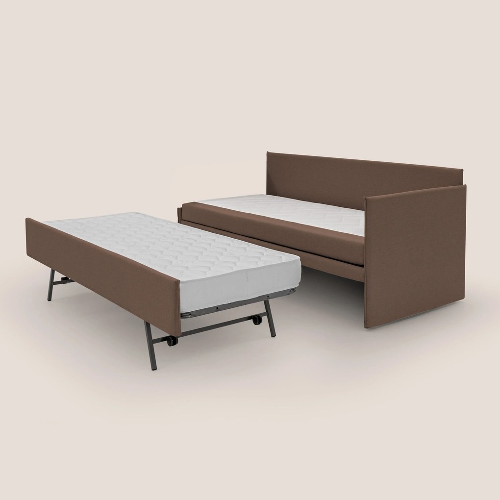 Durini Divano duplex con doppio letto in tessuto simil cotone impermeabile T13 marrone