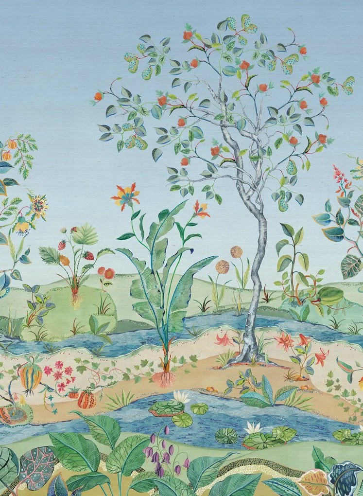 Osborne & Little Carta da parati panoramica Mythica Grasscloth - Azure