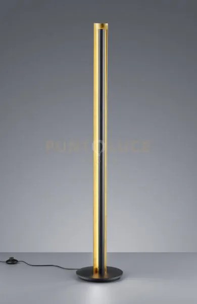 Texel piantana led 15w 1450lm, 3000k colonna nera interno oro dimme...
