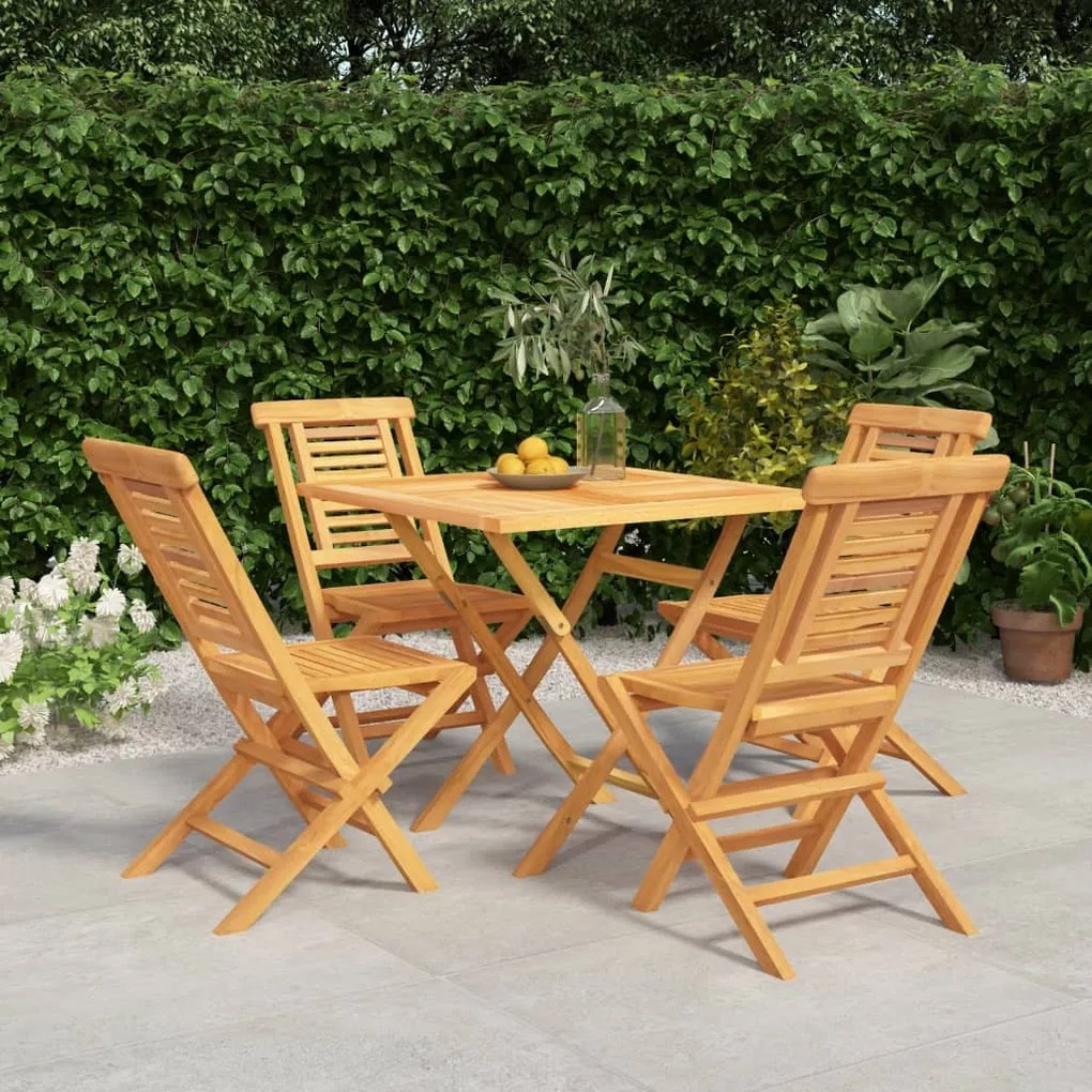 Set da pranzo per giardino 5 pz in legno massello di teak