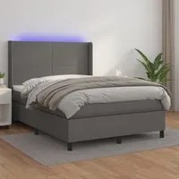 Giroletto Molle con Materasso e LED Grigio 140x200cm Similpelle 3139269