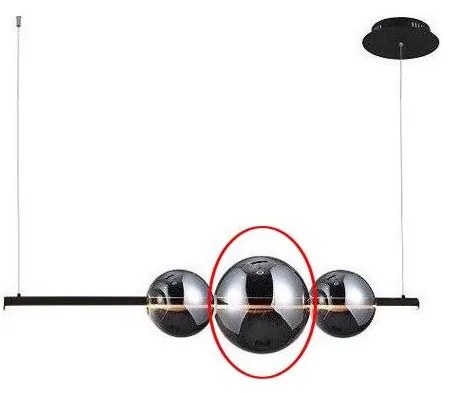 Azzardo - Vetro di ricambio per lampadario SANDRA nero/cromo - grande diametro 22 cm