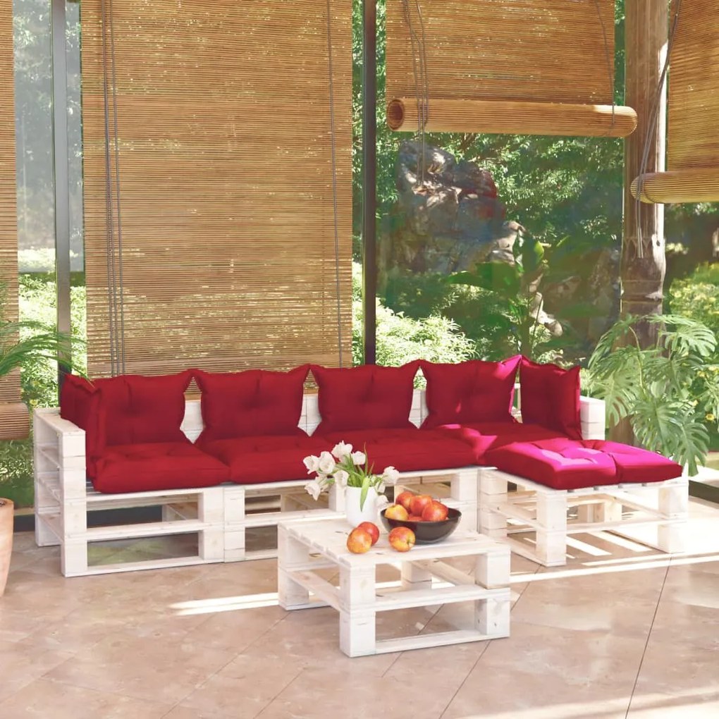 Set divani da giardino pallet 6 pz con cuscini in legno di pino