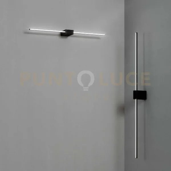 Essence square applique a parete 12 w on-off 1250 lm 3000 k nero 75cm