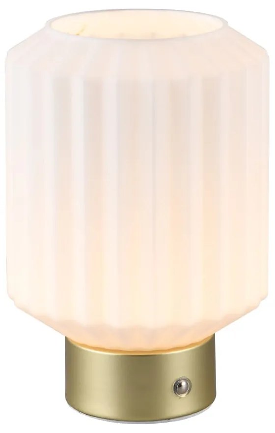 Lampada da tavolo LED dimmerabile in bianco e oro con paralume in vetro (altezza 19,5 cm) Lord - Reality