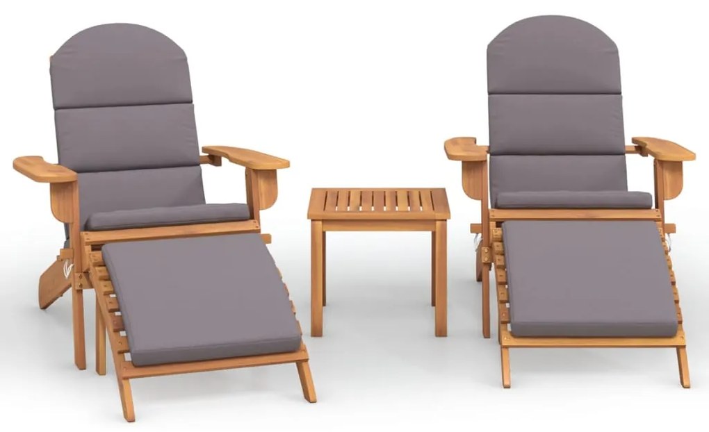 Set salotto da giardino adirondack 3pz legno massello di acacia