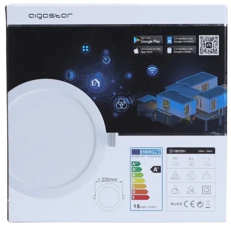Aigostar - Luce LED da incasso dimmerabile LED/18W/230V Wi-Fi d. 22 cm