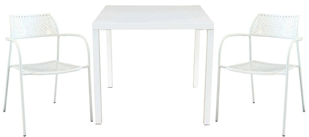 INDEX - set tavolo in metallo cm 80 x 80 x 73h con 2 poltrone Aviim