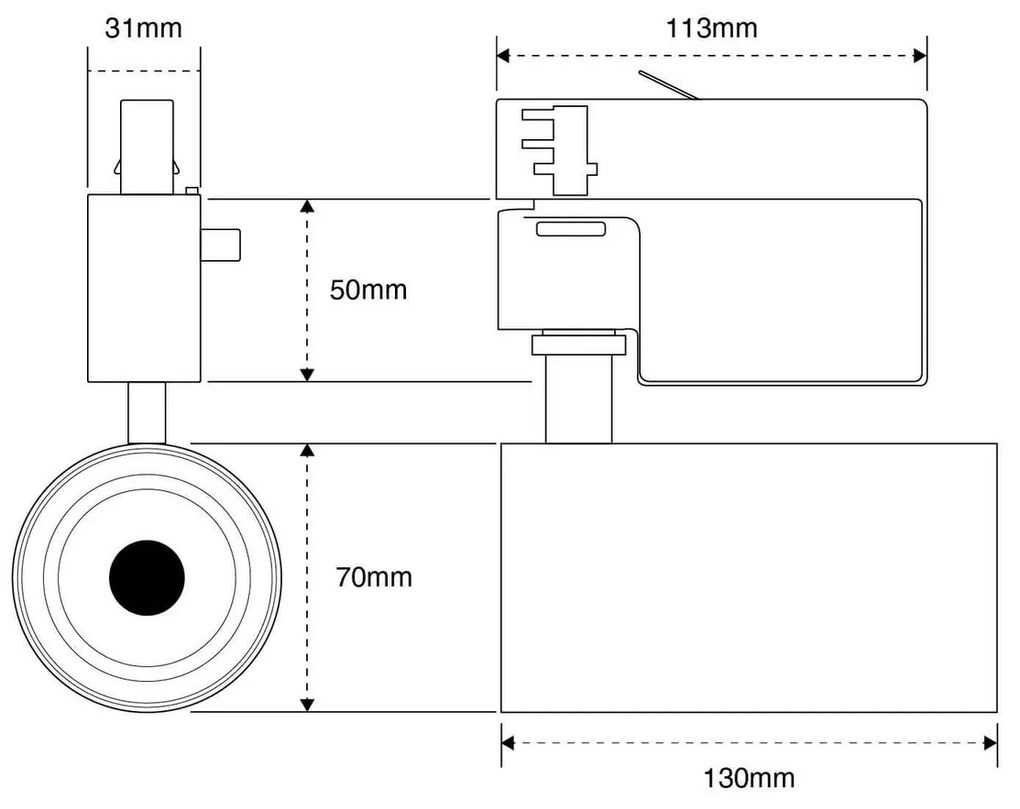 Faro LED 20W Trifase Nero 60° 120lm/W CRI92 no Flickering - BRIDGELUX LED Colore Bianco Naturale 4.000K