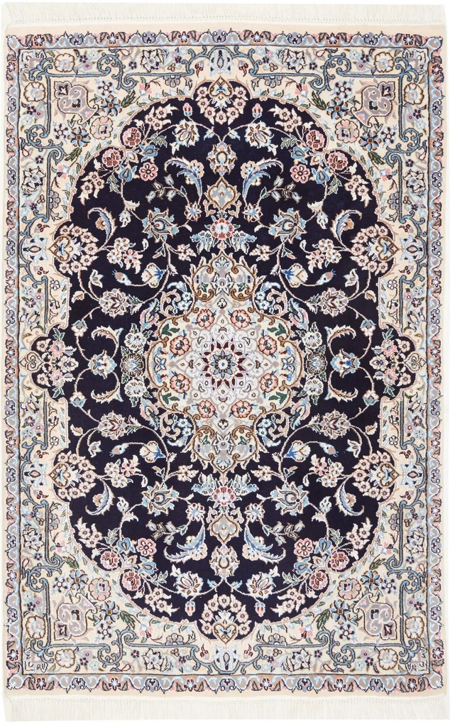 Nain Tappeto persiano 150 x 100 Blu (Iran) Annodato A Mano