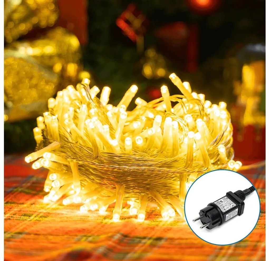 Aigostar - Catena LED natalizia da esterno 150xLED/8 funzioni 18m IP44 bianco caldo