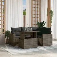 Set Divano da Giardino 5 pz con Cuscini Grigio in Polyrattan 3267250