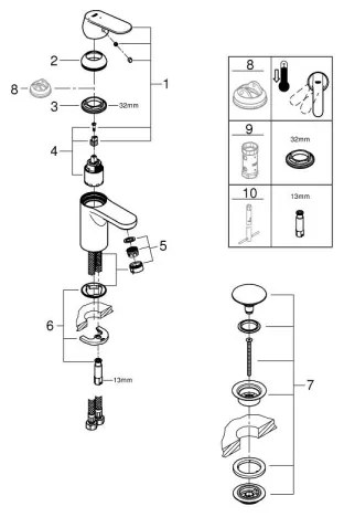 GROHE 23586LS0 - GET Miscelatore lavabo, misura S, bianco