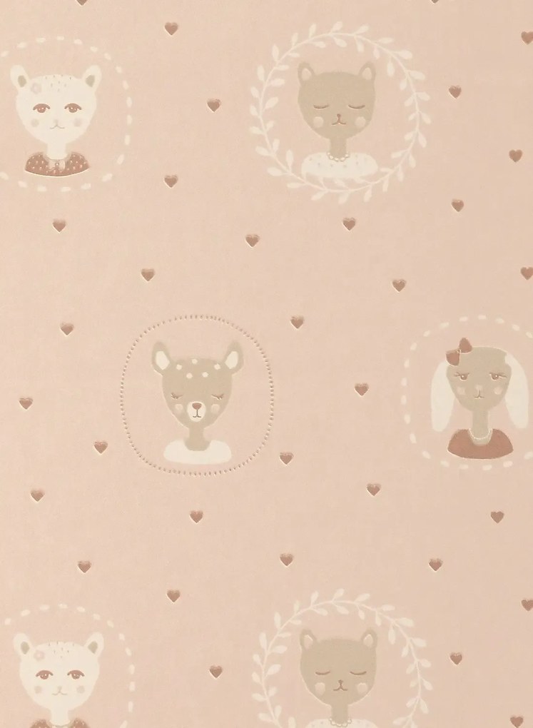Majvillan Carta da parati Hearts - Dusty Warm Pink