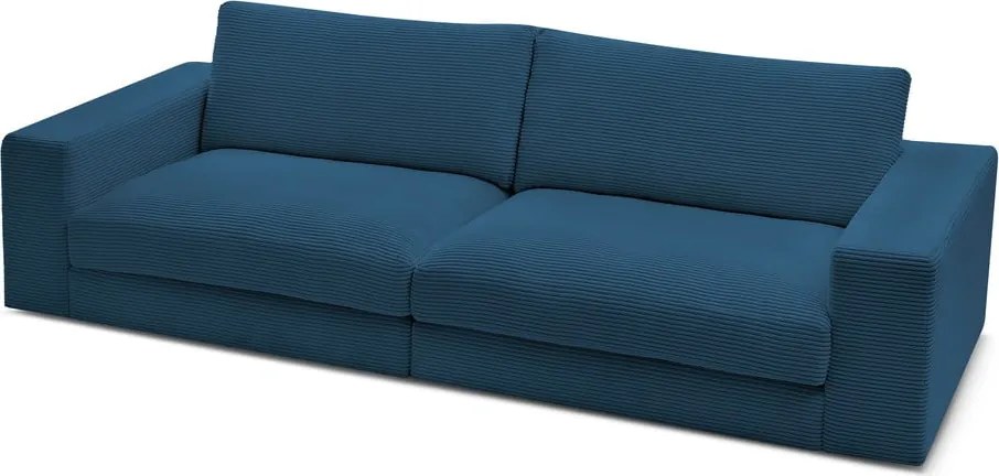 Divano blu scuro con rivestimento in velluto a coste 274 cm Leonard – Bobochic Paris