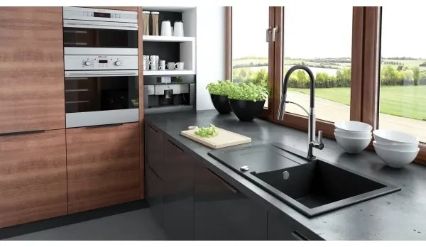 Deante BGB_B720 - Rubinetto per lavello con braccio flessible GERBERA nero/cromo