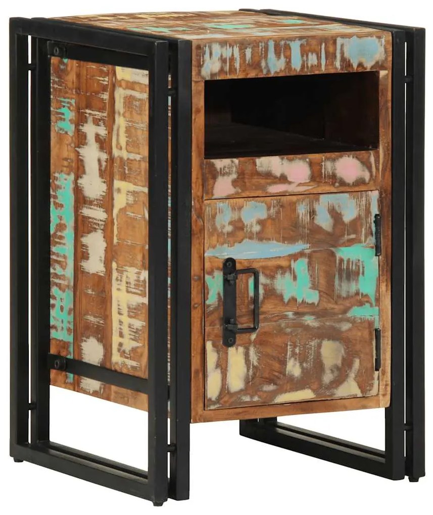 Comodino 40x40x59 Cm İn Legno Massello Di Recupero /