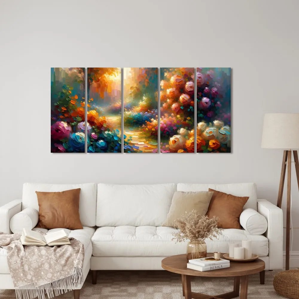Quadri 5 pezzi – Sentiero solare nel giardino