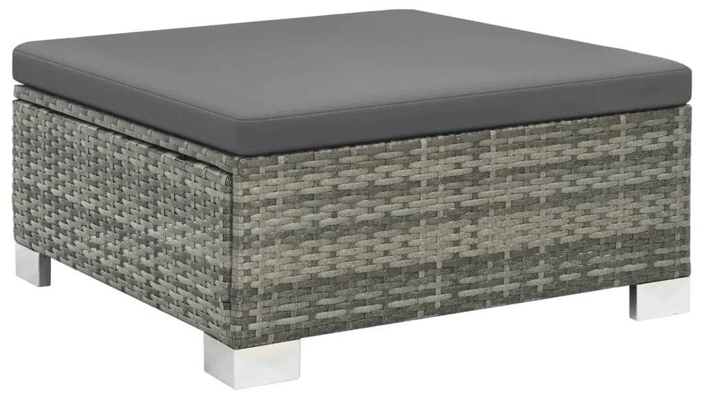 Set divani da giardino 10 pz con cuscini in polyrattan grigio