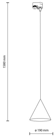 Lampadario su filo per sistema a binario CONO 1xE27/15W/230V nero/grigio