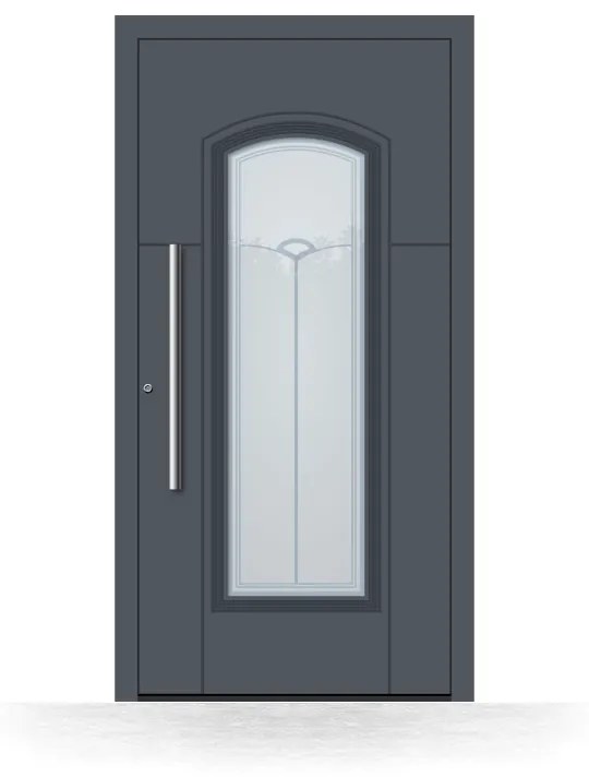 Portoncini in alluminio, grigio antracite RAL 7016, 1000 x 1950 mm, isolamento termico, Schüco, modello Reggio Emilia, configura individualmente