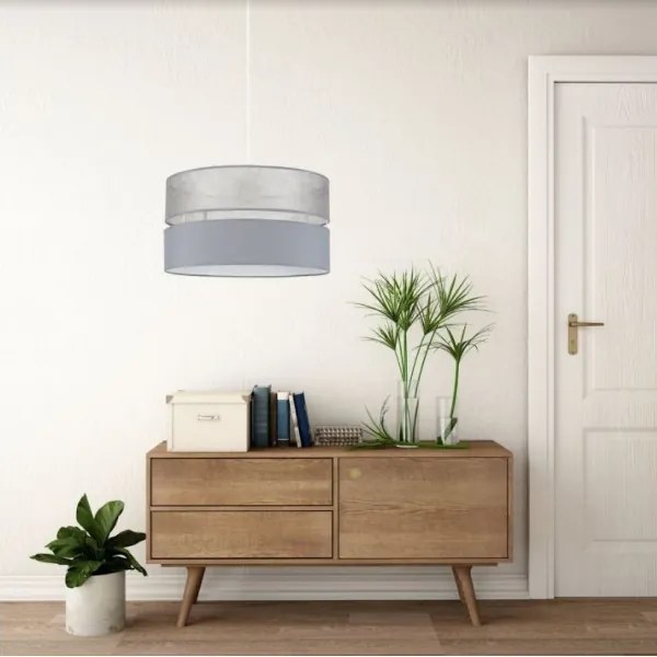 Lampadario su filo LIMA 1xE27/60W/230V grigio