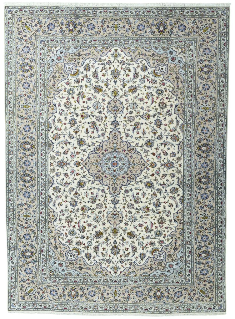 Kashan Tappeto 350 x 250 Beige (Iran) Annodato A Mano