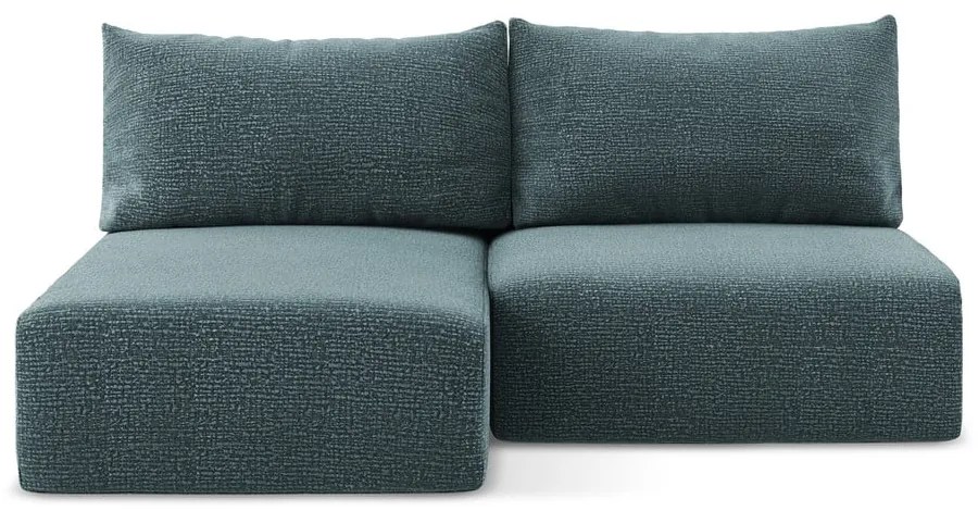 Divano angolare turchese allungabile/con contenitore (con penisola a sinistra) Kalena – Makamii