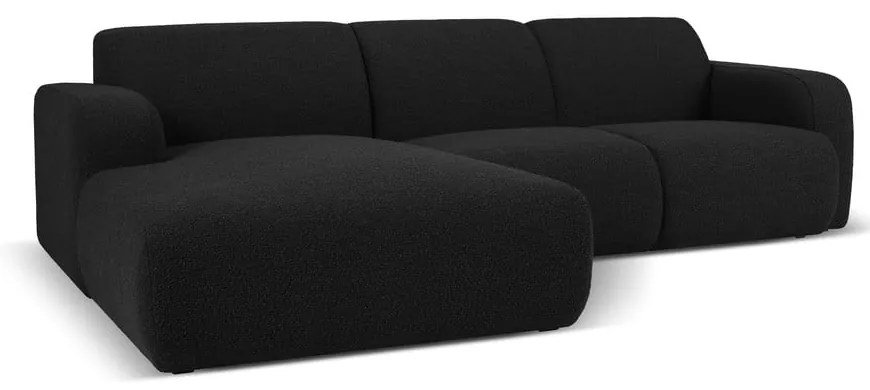 Divano angolare nero in tessuto bouclé (angolo sinistro) Molino - Micadoni Home