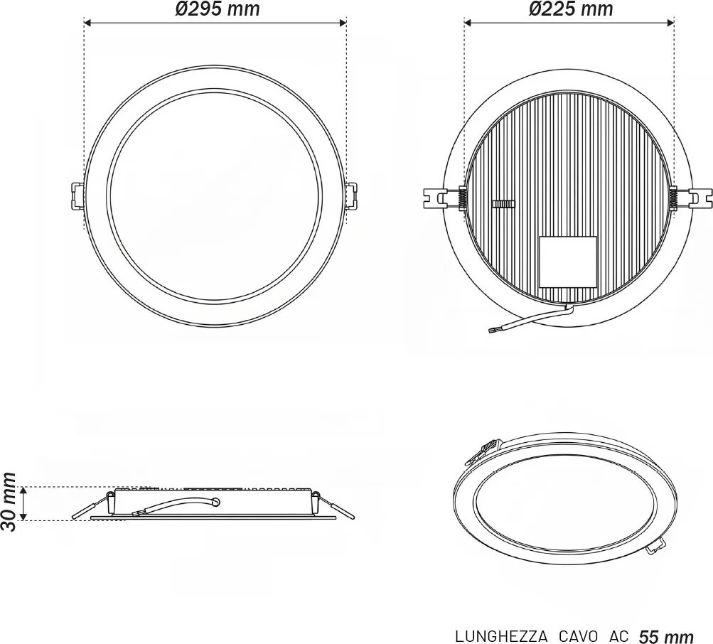 Pannello LED Rotondo 24W foro Ø250-280mm CCT Bianco Variabile - LEDISENS Colore Bianco Variabile CCT