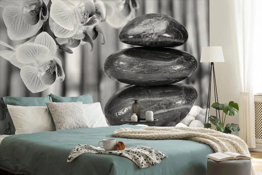 Carta da parati – Giardino Zen giapponese in bianco e nero