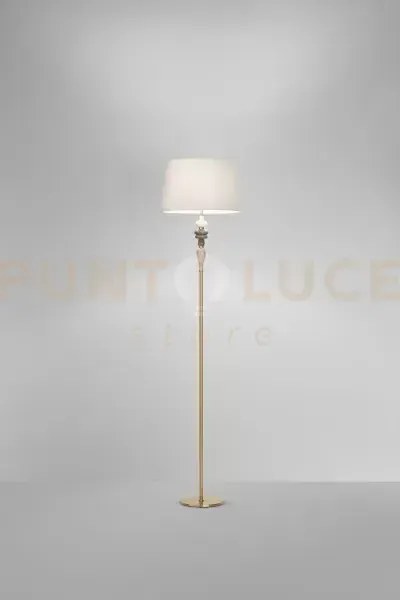 Abaco piantana in metallo ottone brunito multicolor + paralume avan...