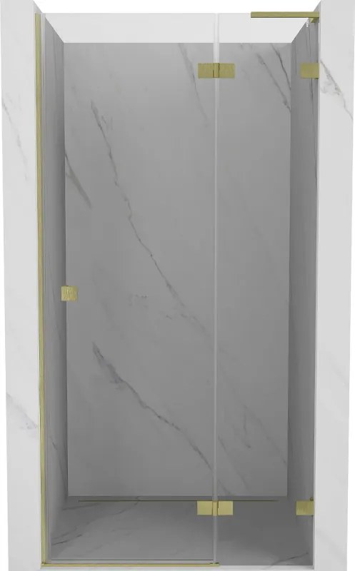 Mexen Lunar L porta doccia a battente destra 80 cm, trasparente, oro spazzolato - 834L-080-000-55-00-P