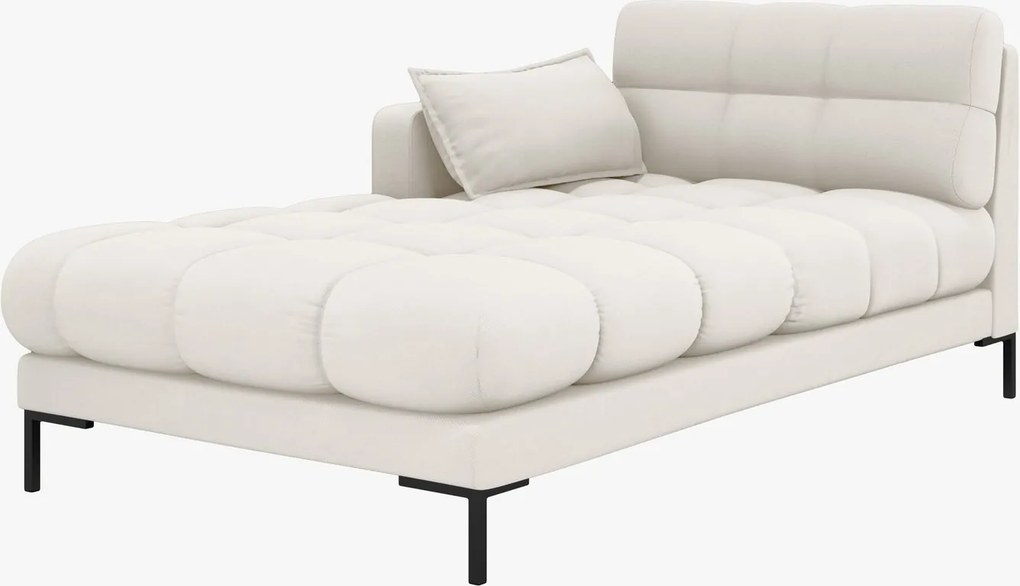 Chaise longue Mamaia 2 posti in tessuto strutturato Neve gambe nere - L185cm