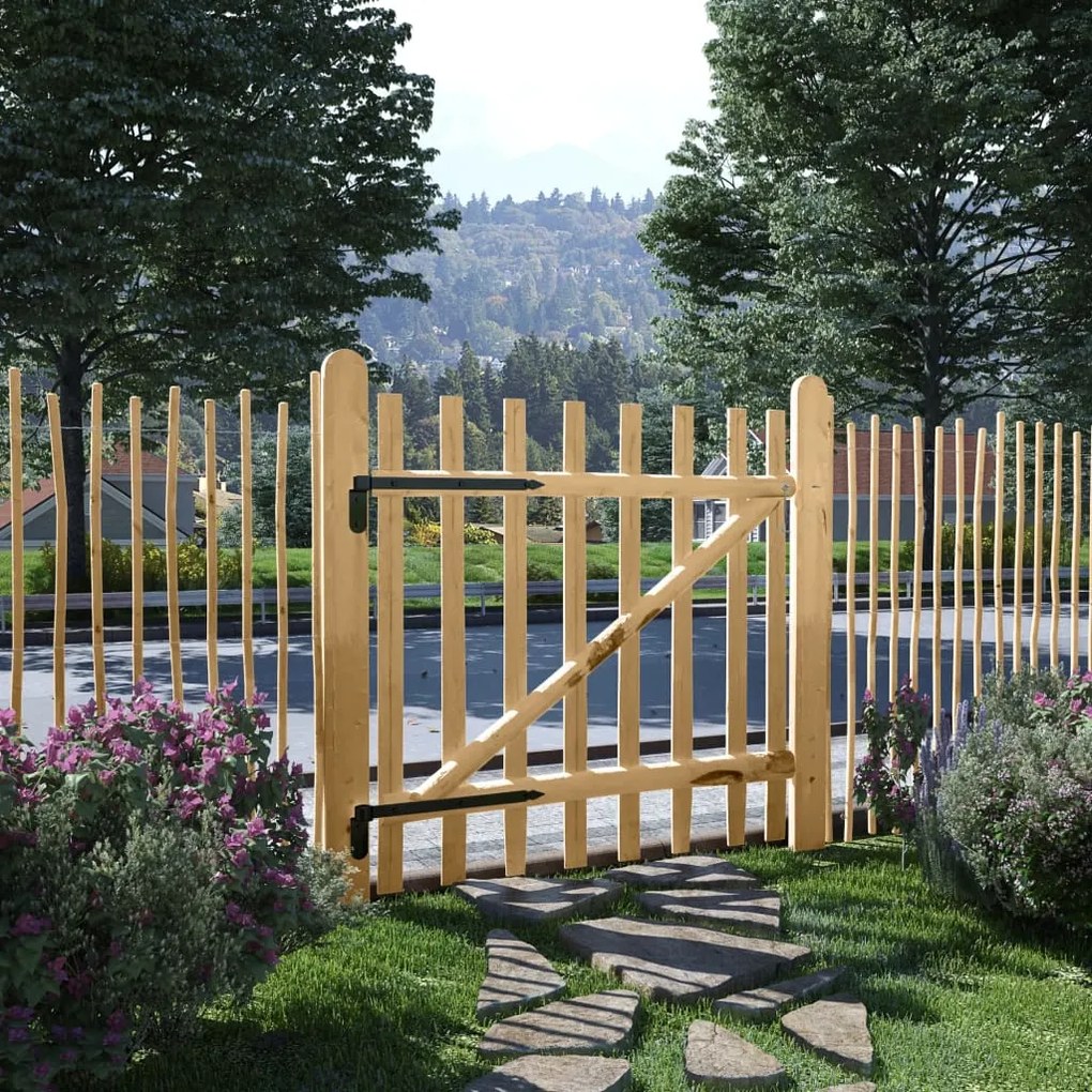 Cancello Singolo Per Recinzione İn Legno Di Nocciolo 100x100 Cm /