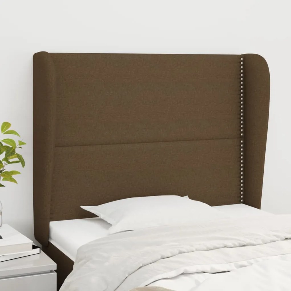 Testiera Ad Orecchio Marrone Scuro 103x23x118/128 Cm İn Tessuto /