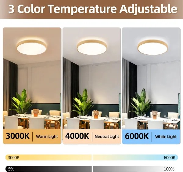 Brilagi-LED Lampada dimmerabile GLASS POOL DOUBLE LED/60W/230V 50 cm, finitura effetto legno + telecomando