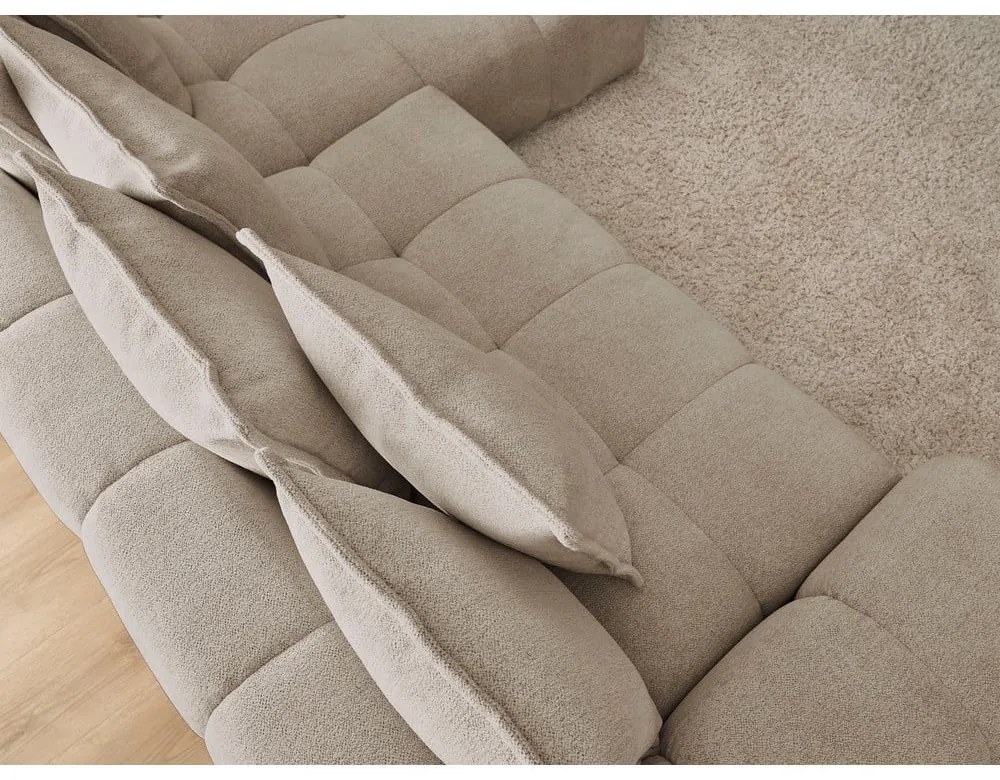 Divano angolare grigio tortora allungabile e con contenitore (penisola a destra/chaise lounge) con rivestimento in ciniglia Everest – Bobochic Paris