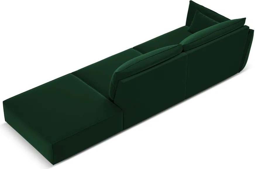 Divano verde scuro con penisola a sinistra con rivestimento in velluto 264 cm Vanda – Mazzini Sofas