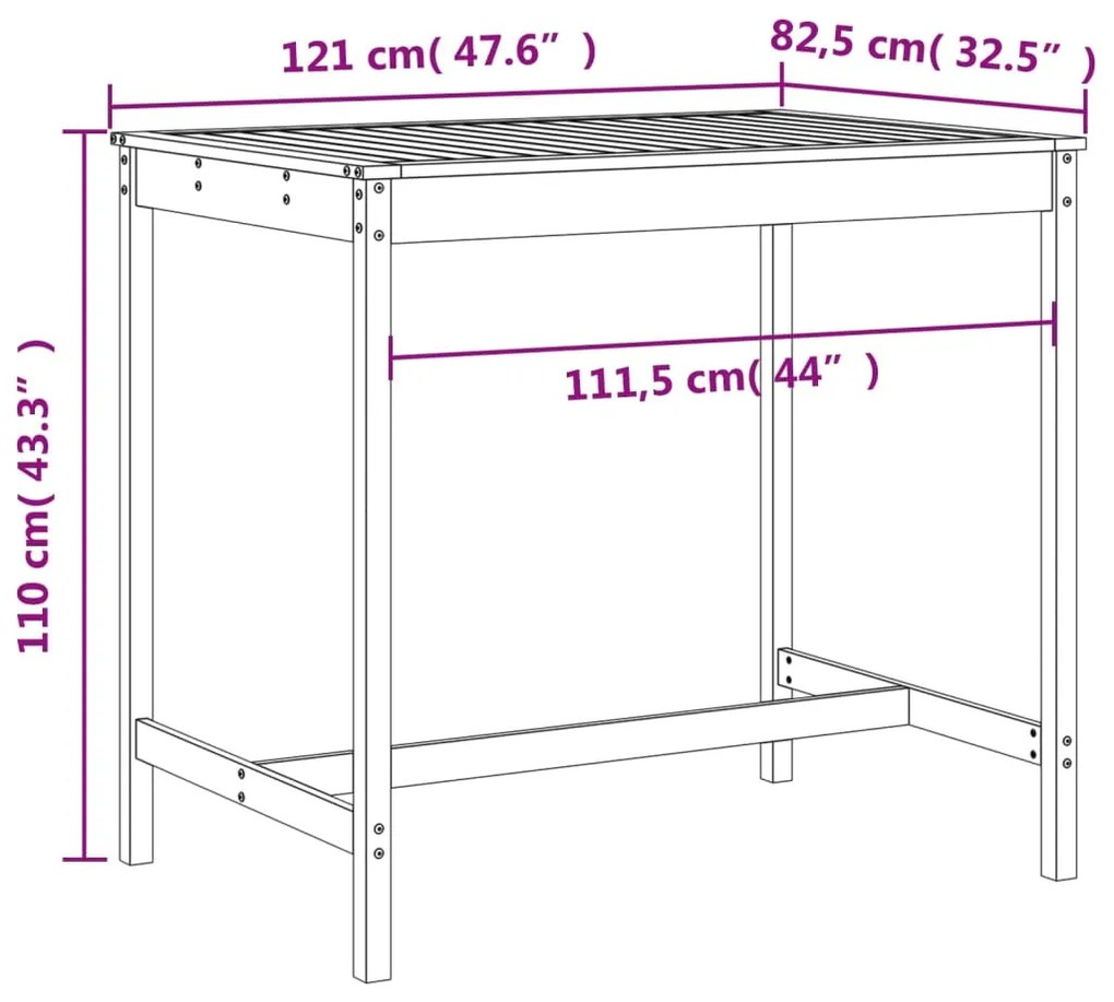 Set da Bar da Giardino 5 pz in Legno Massello di Douglas