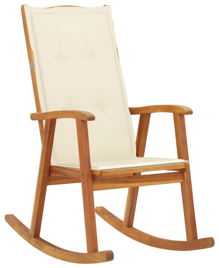 3064181 Vidaxl Rocking Chair With Cushions Solid Acacia Wood (311844+43181) /