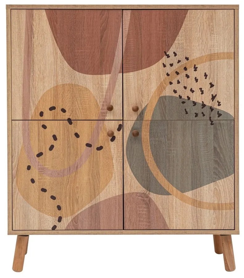 Mobiletto in rovere decorato in colore naturale 95x111 cm Multilux - Kalune Design
