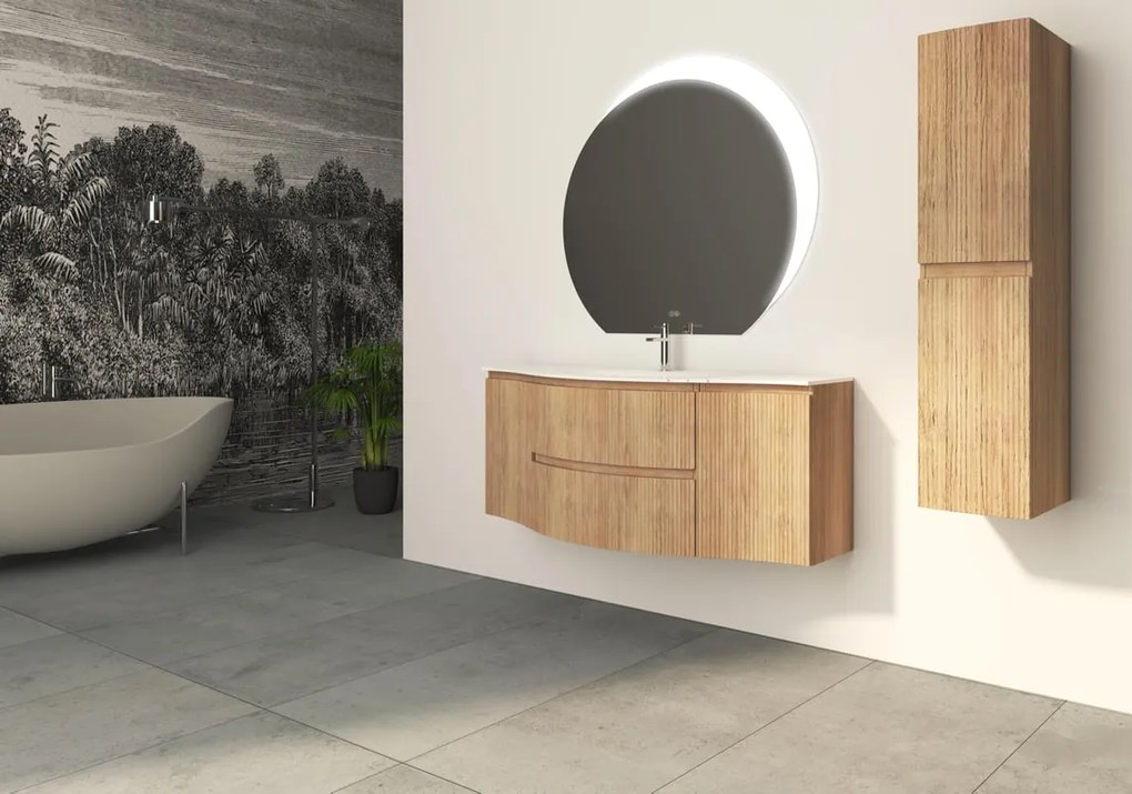 Armadietto bagno a terra Vague BADEN HAUS 2 ante P 38 x L 30 x H 130 cm rovere tabacco
