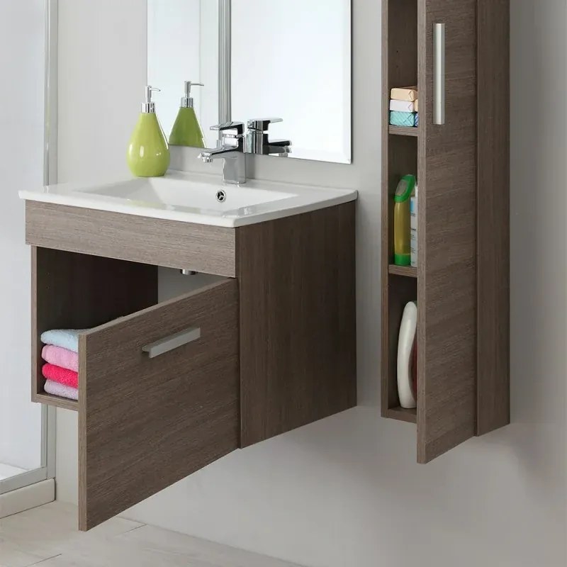 Mobile Sospeso Salvaspazio Rovere Scuro 61 cm con Pensile Incluso