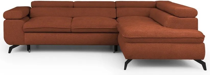 Divano angolare color terracotta (con penisola a destra/a L) con rivestimento in ciniglia Marbeya – Ropez