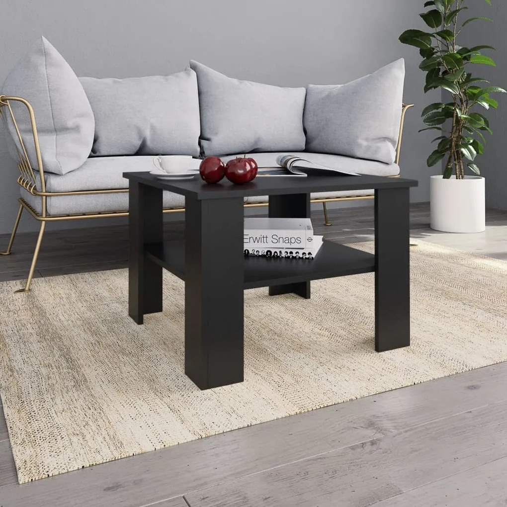 Tavolino Da Salotto Nero 60x60x42 Cm İn Legno Multistrato /